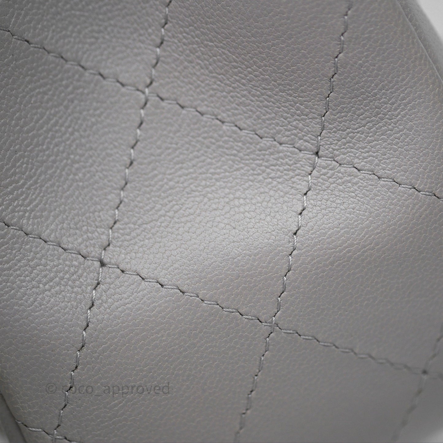Chanel Mini Square Flap Quilted Light Grey Lambskin Gold Hardware