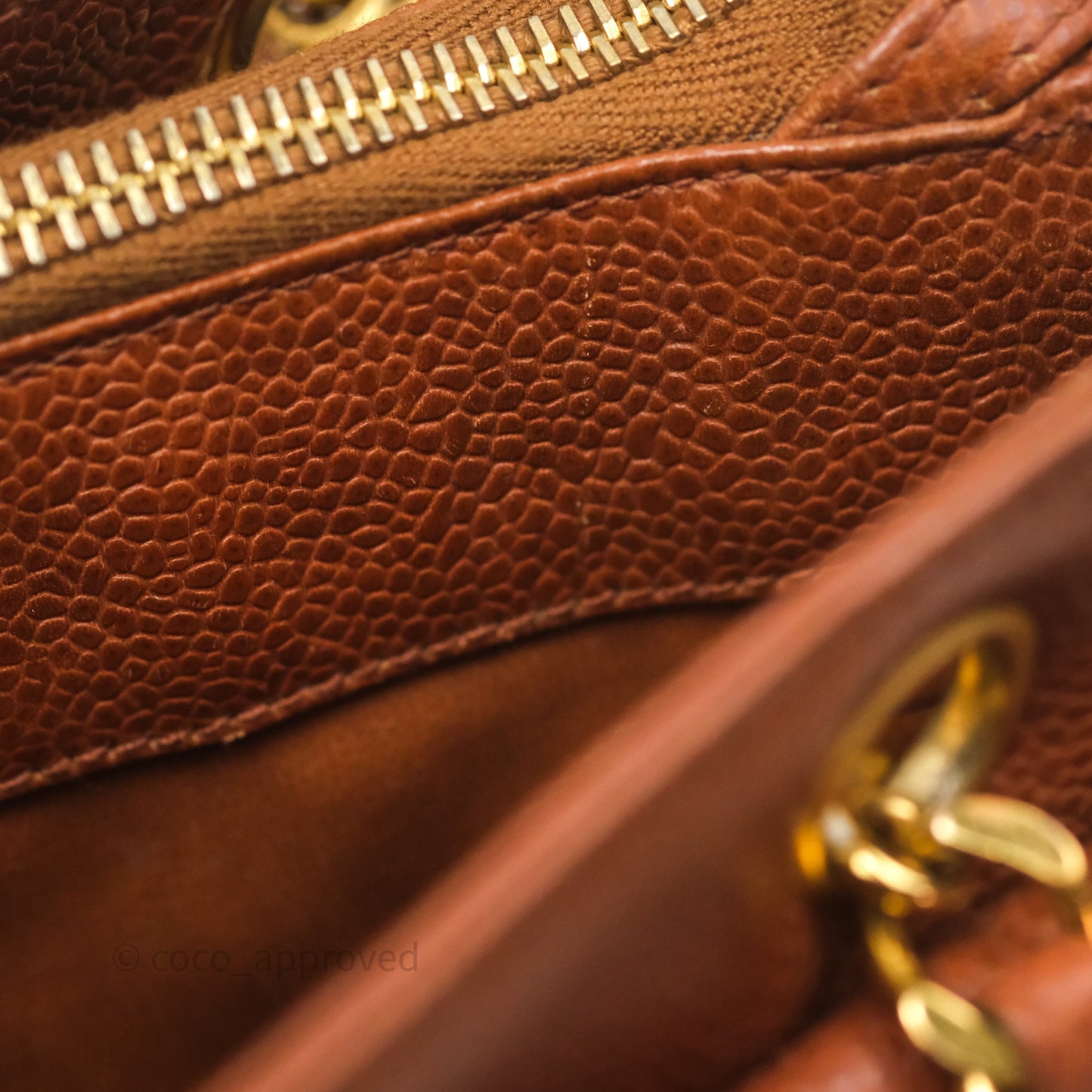 Chanel Vintage Tote Caramel Caviar 24K Gold Hardware
