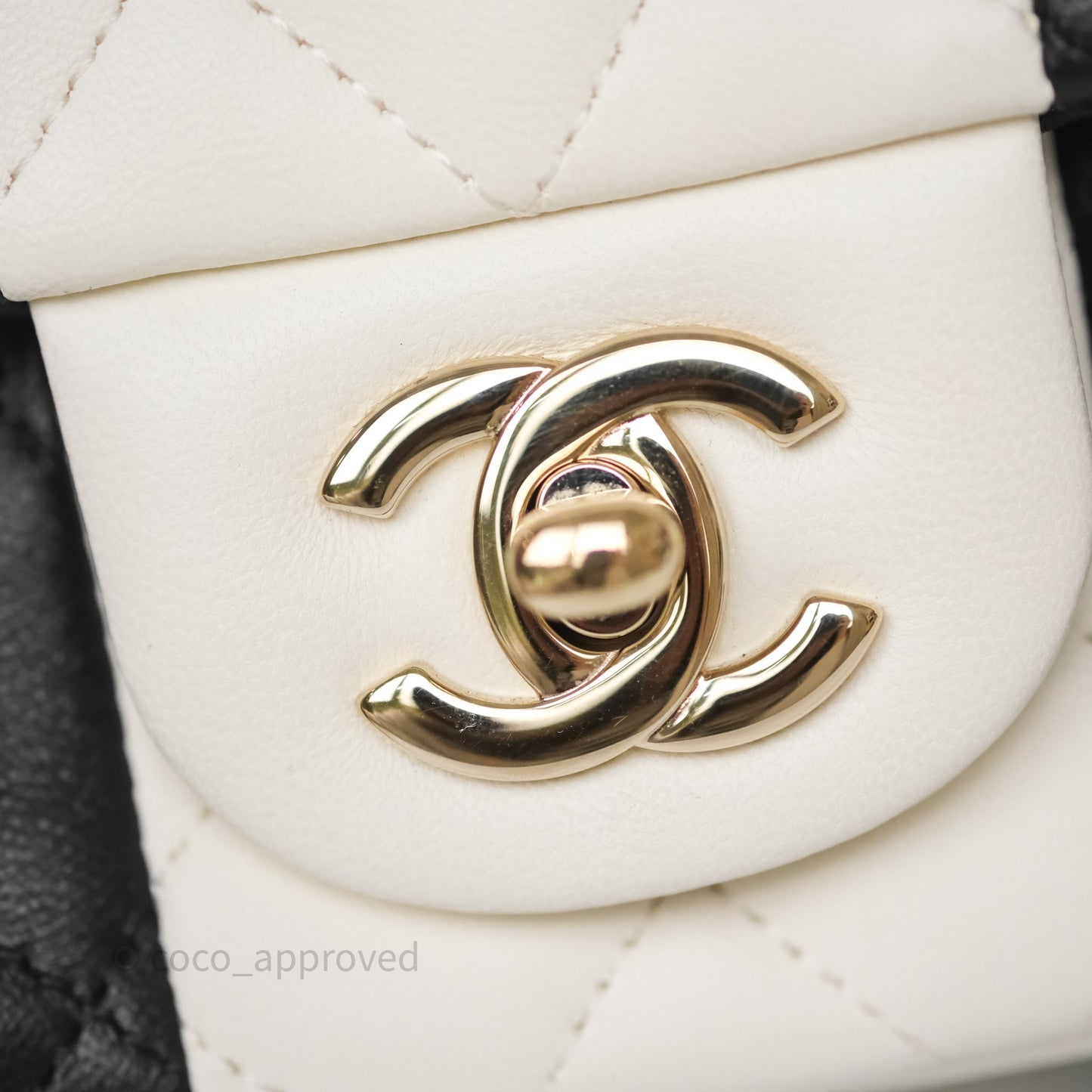 Chanel Mini Rectangular Flap Quilted Black White Lambskin Gold Hardware