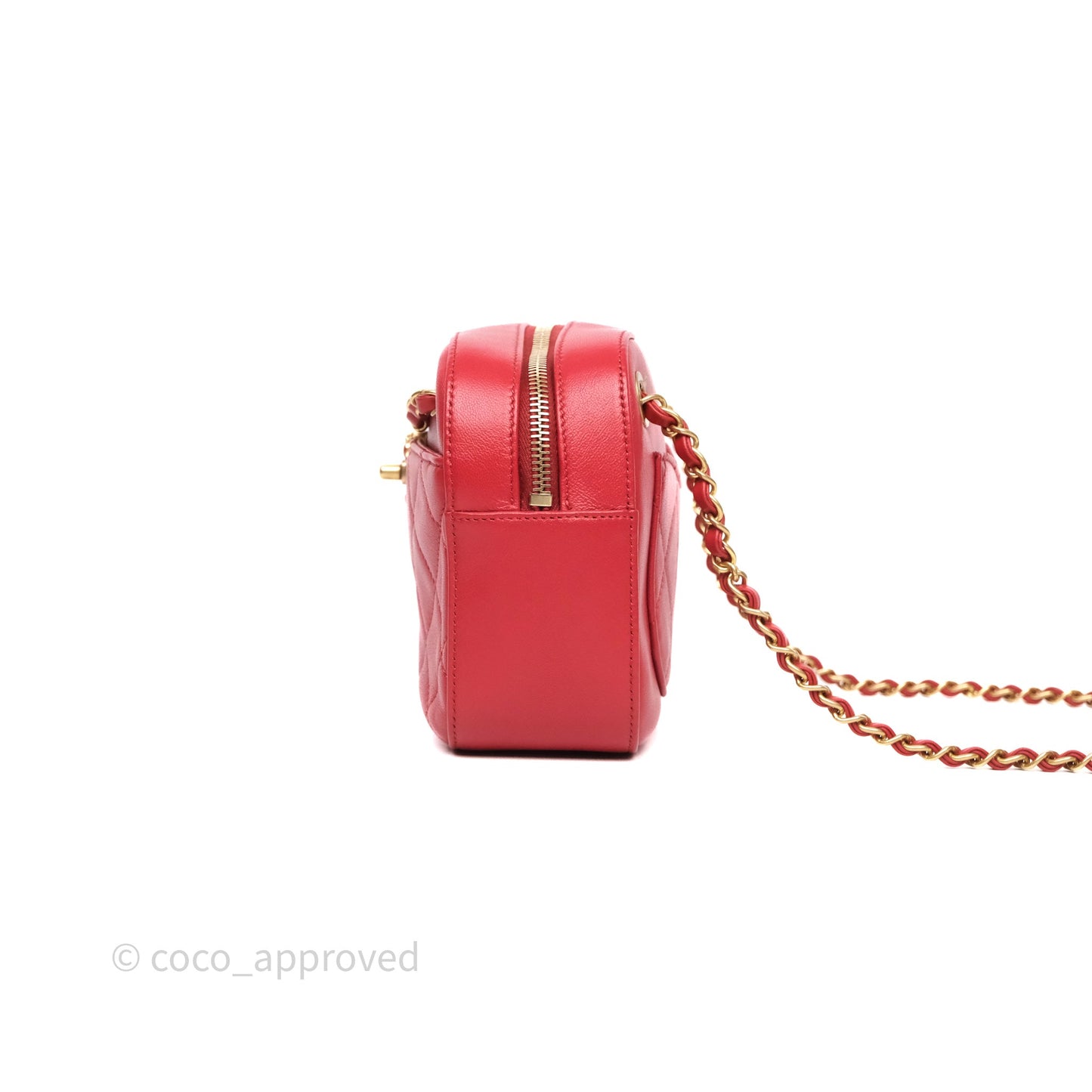 Chanel Infinity Camera Case Red Goatskin Aged Gold Hardware