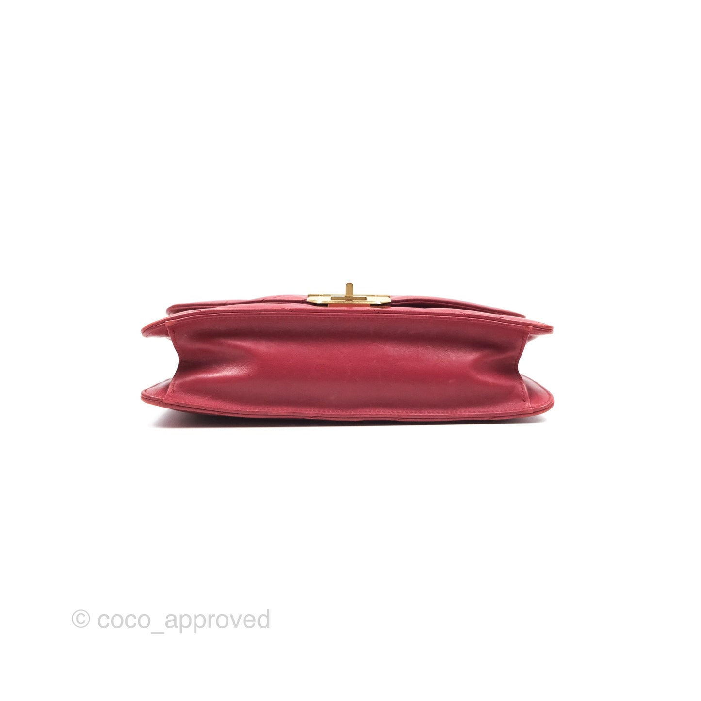 Chanel Chevron Shoulder Bag Red Calfskin Aged Gold Hardware