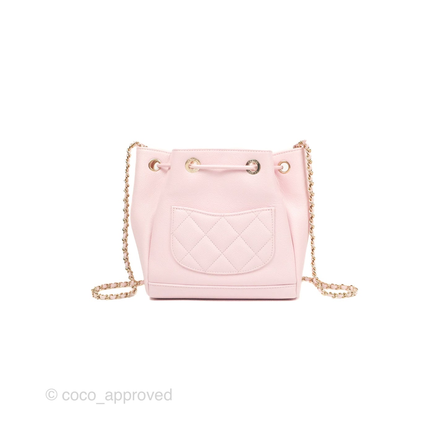 Chanel Business Affinity Drawstring Bucket Bag Light Pink Caviar Gold Hardware