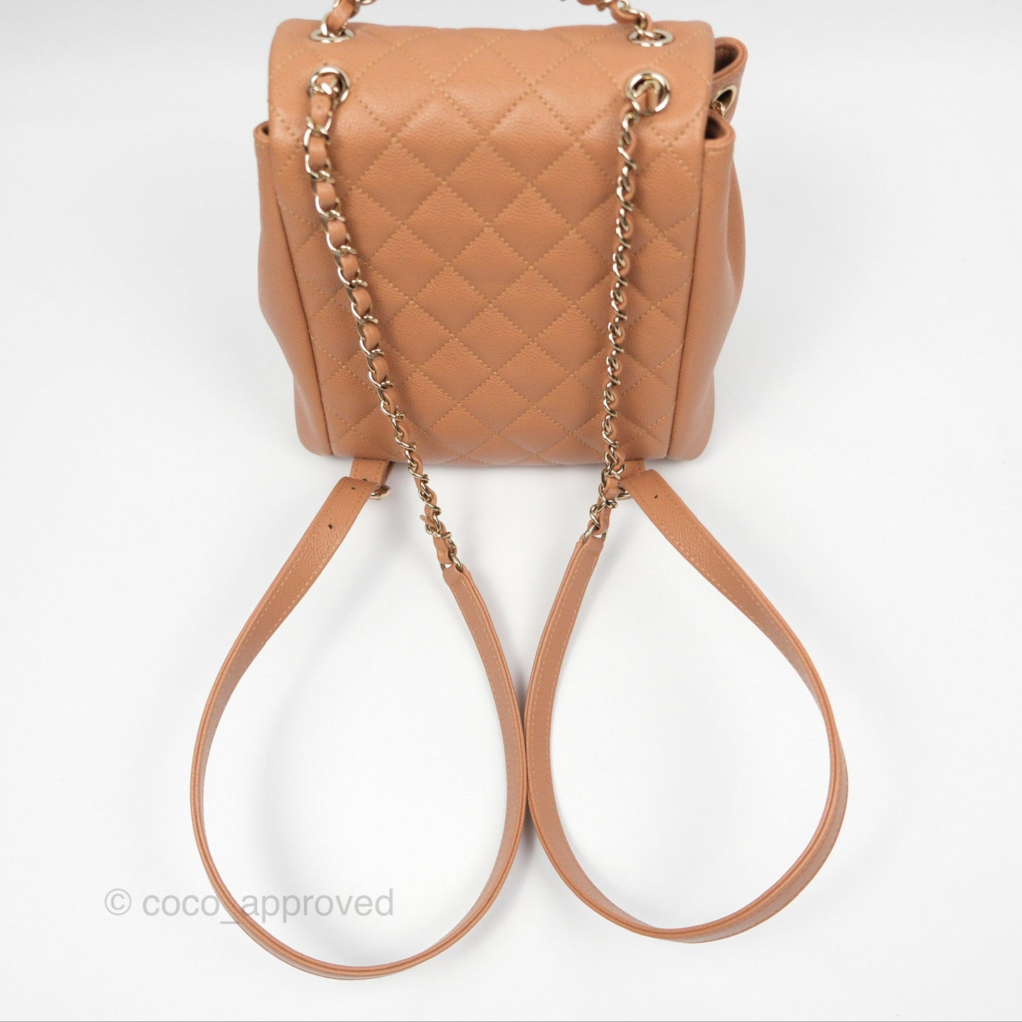 Chanel Duma Backpack Medium Dark Beige Caviar Gold Hardware