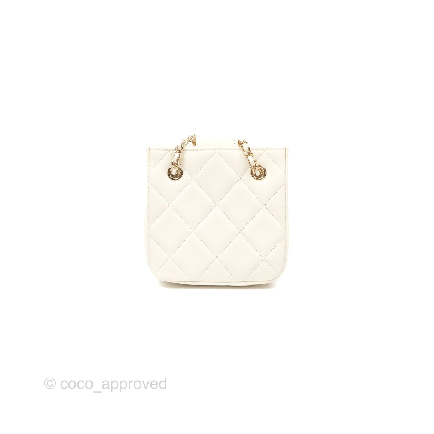 Chanel Mini Square Clutch with Chain Ivory Lambskin Gold Hardware 22C