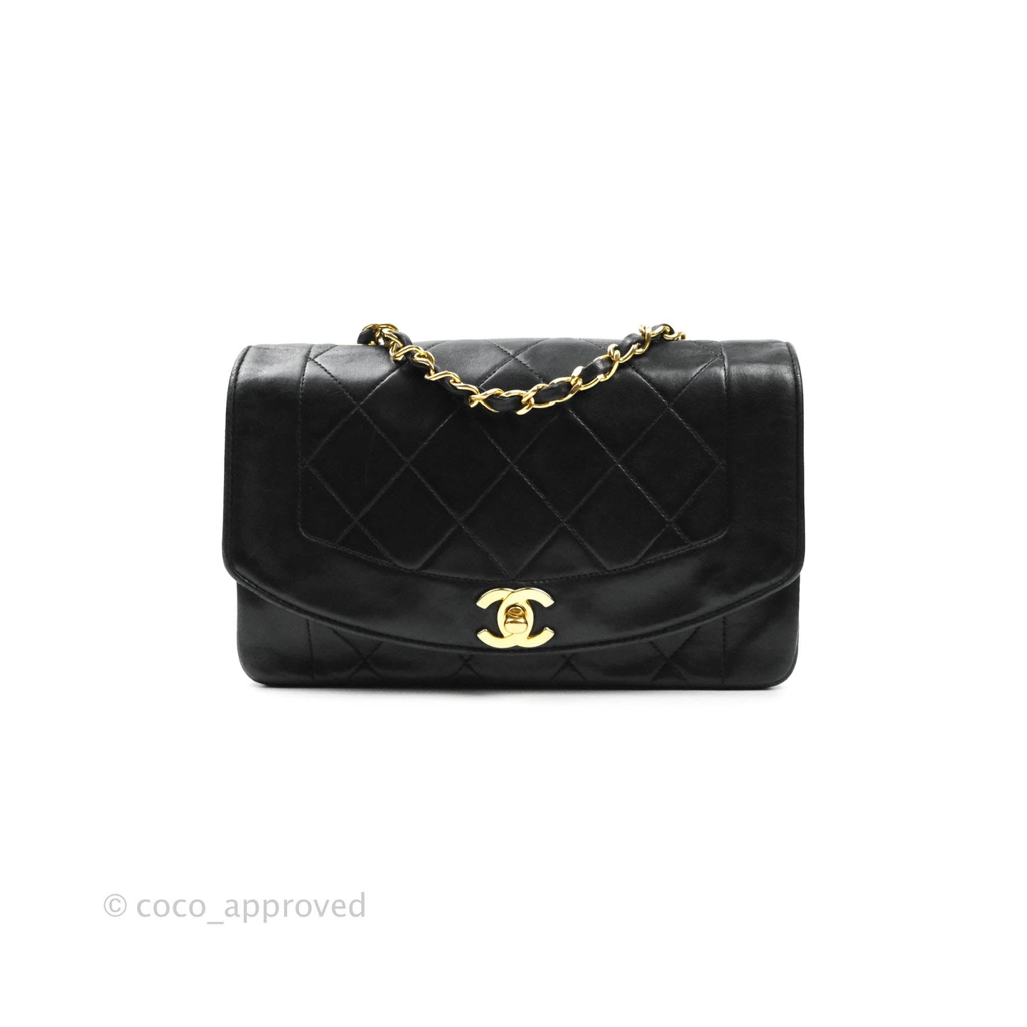 Chanel Black Quilted Lambskin Small Vintage Classic Diana Flap Bag