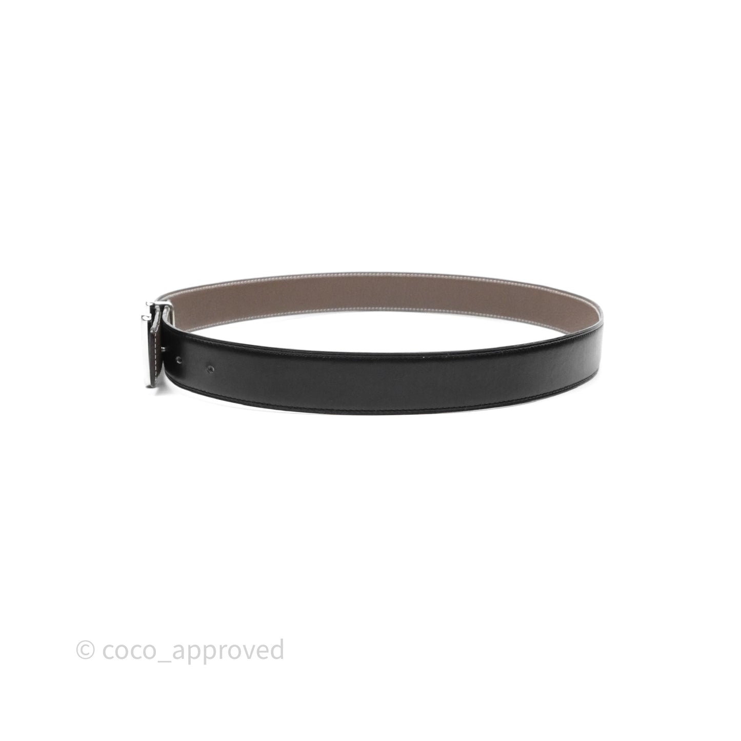 Hermès H Belt Buckle & Reversible Strap 32mm Etoupe/ Noir Palladium Hardware