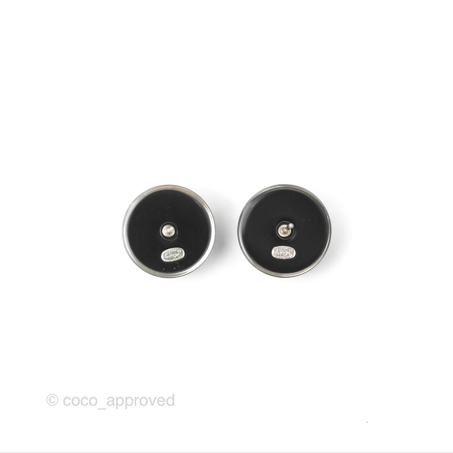 Chanel Round Black CC Earrings 21K