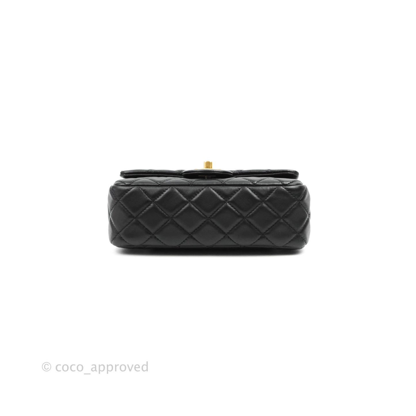 Chanel Mini Rectangular Pearl Crush Quilted Black Lambskin Gold Hardware