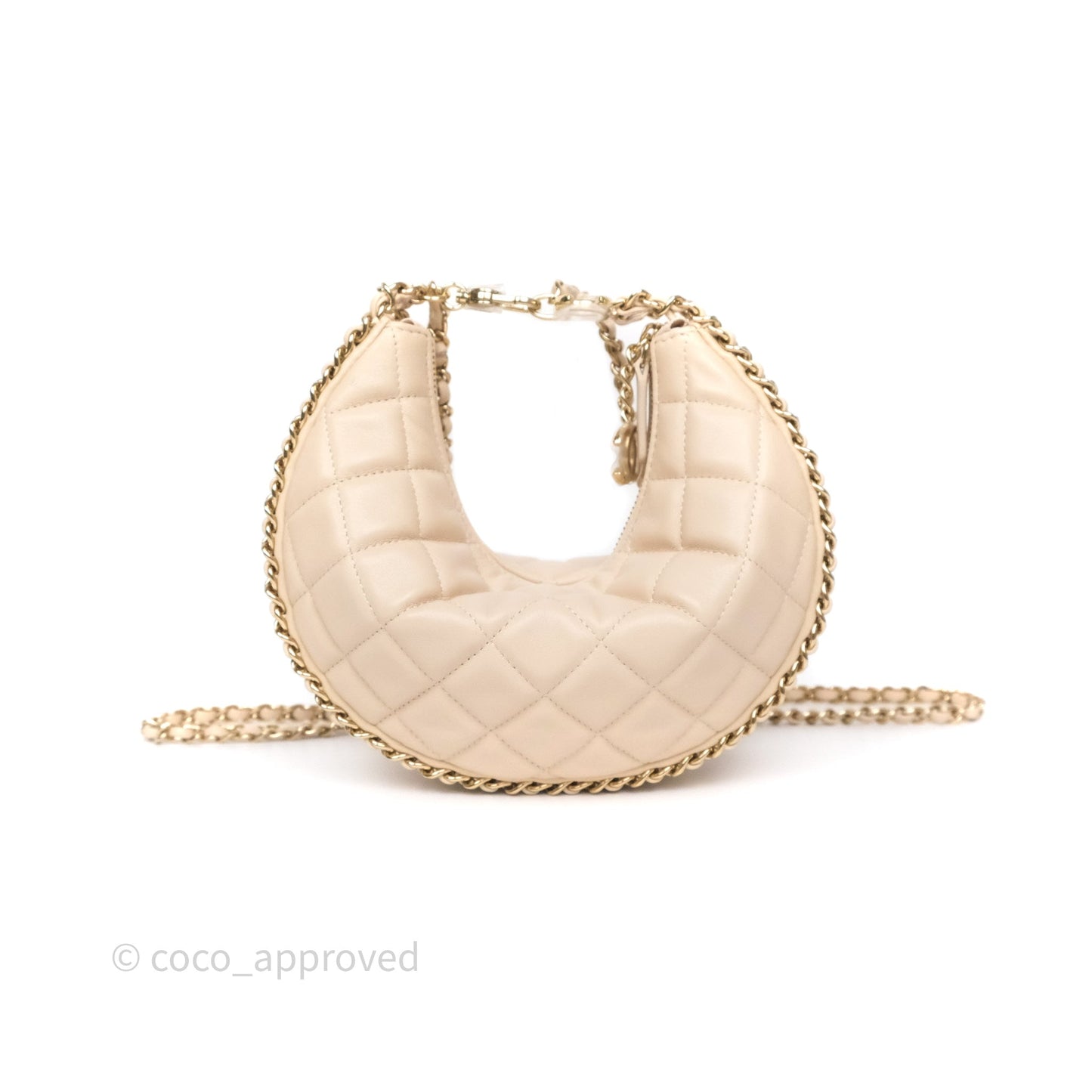 Chanel Small Hobo Bag Light Beige Lambskin Gold Hardware 23P