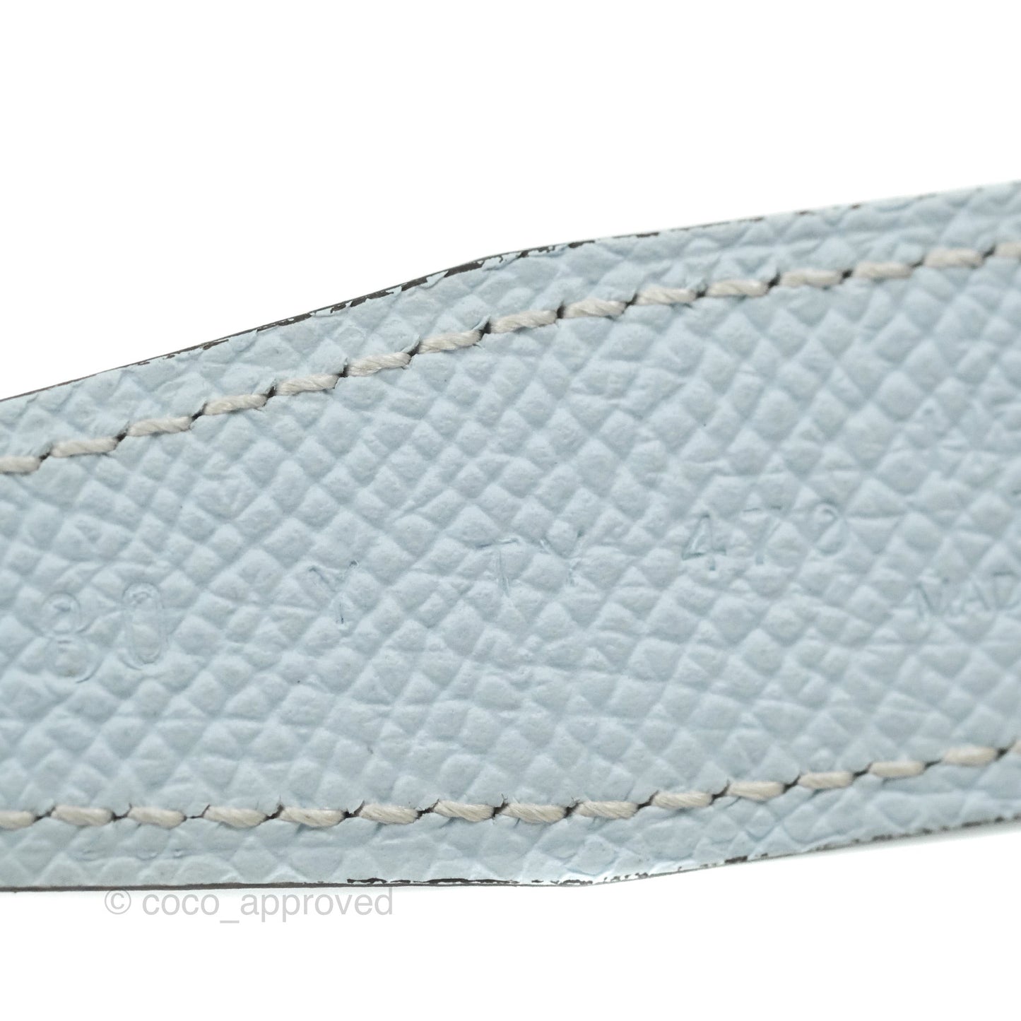 Hermès Guillochee H Silver Belt Buckle & Reversible Sky Blue Epsom & Swift