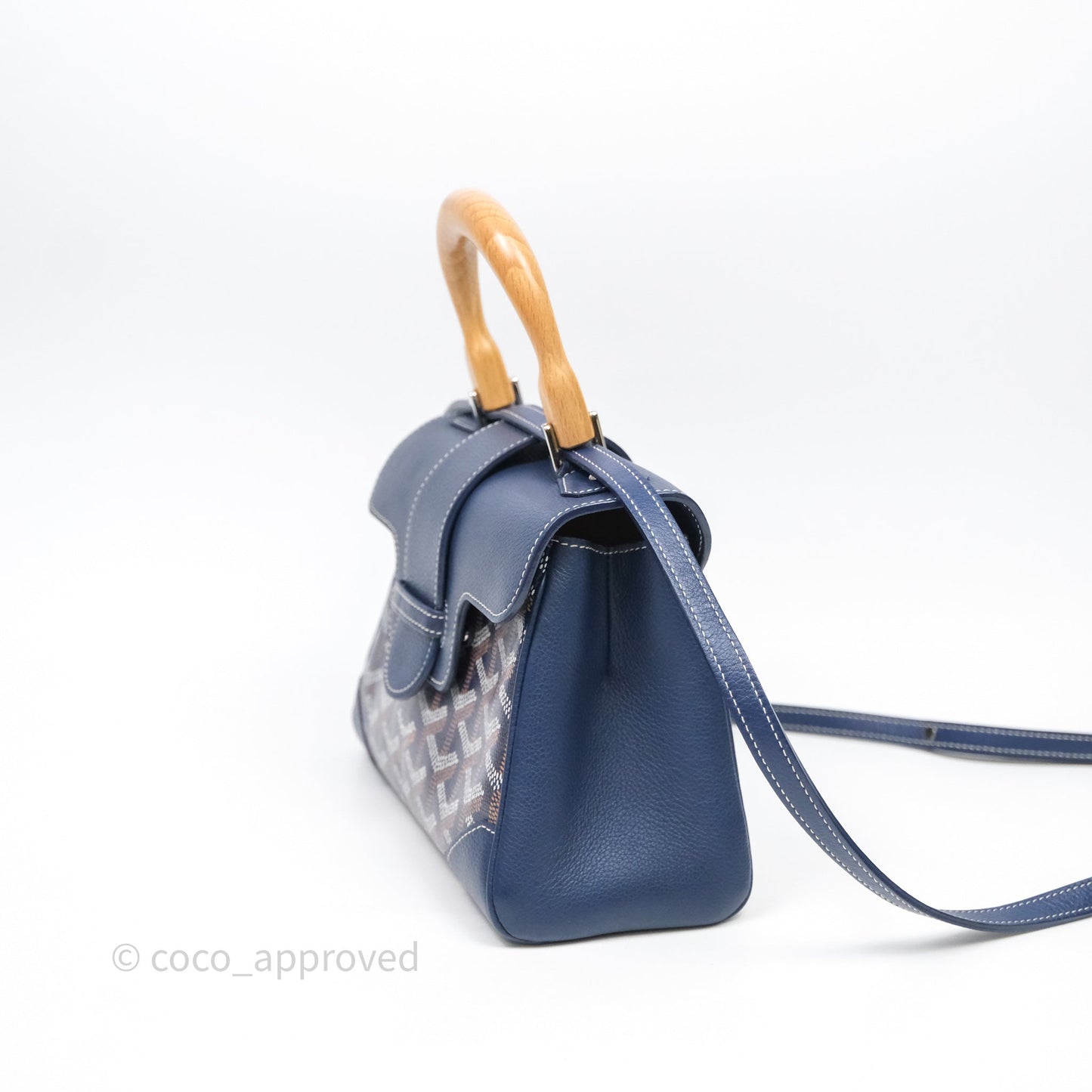 Goyard Saïgon Mini Bag Chevroches Calfskin Navy Silver Hardware