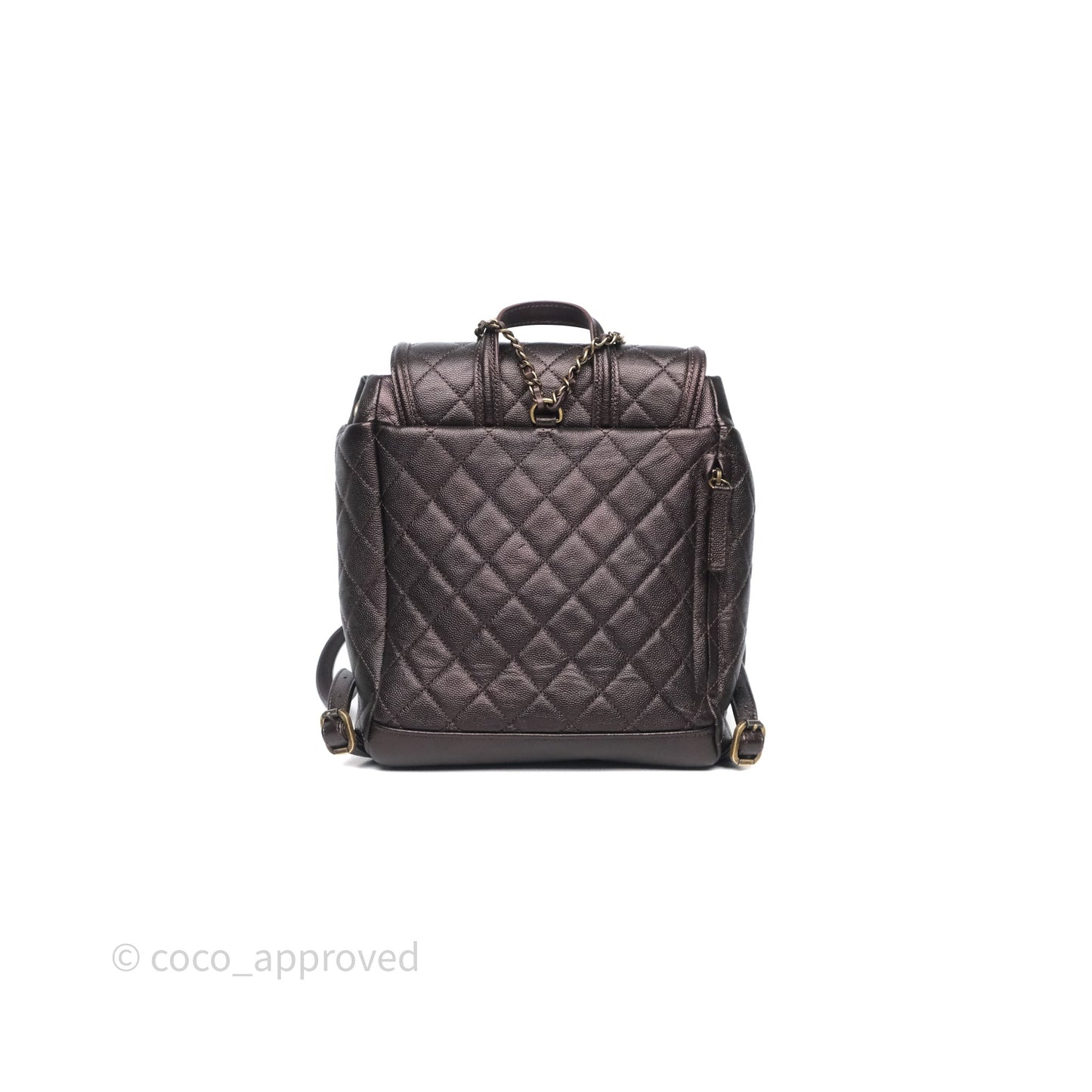 Chanel Quilted Filigree Backpack Purple Iridescent Burgundy Caviar Aged Gold Hardware