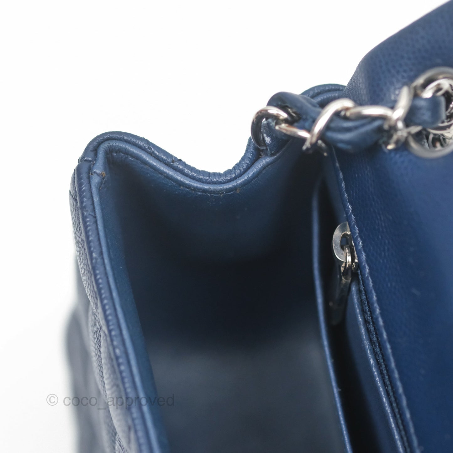 Chanel Mini Square Flap Quilted Navy Caviar Silver Hardware