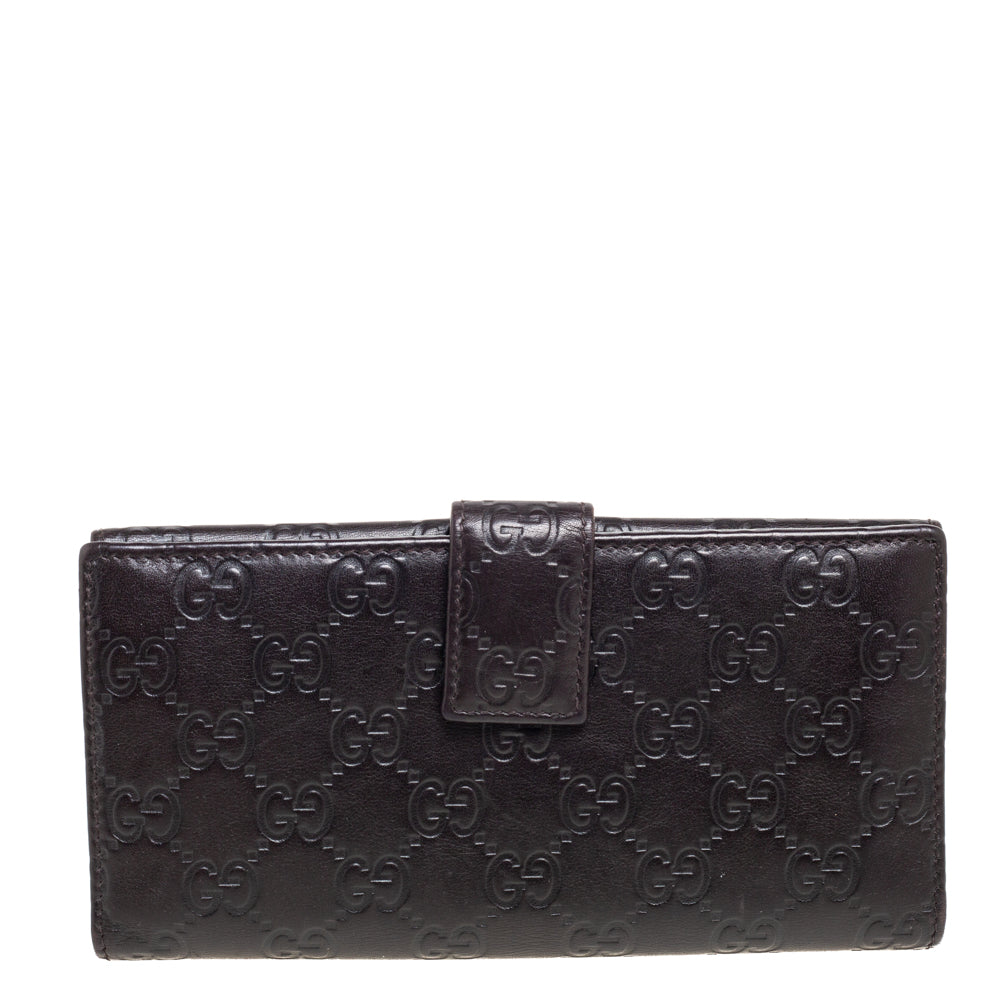 Luxury Gucci Trending 2025 Dark Brown Luxury Gucci Trending 2025ssima Leather Flap Continental Wallet..