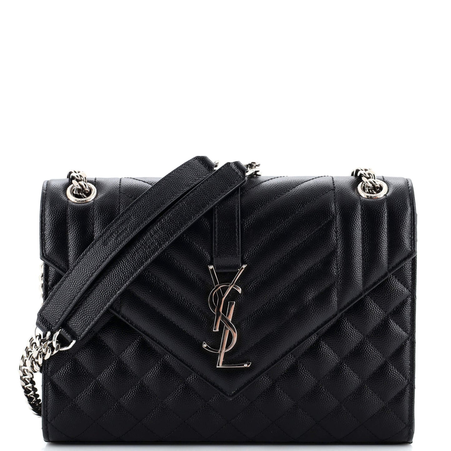 Luxury Saint Laurent Classic Monogram Envelope Satchel Mixed Matelasse Leather Medium
