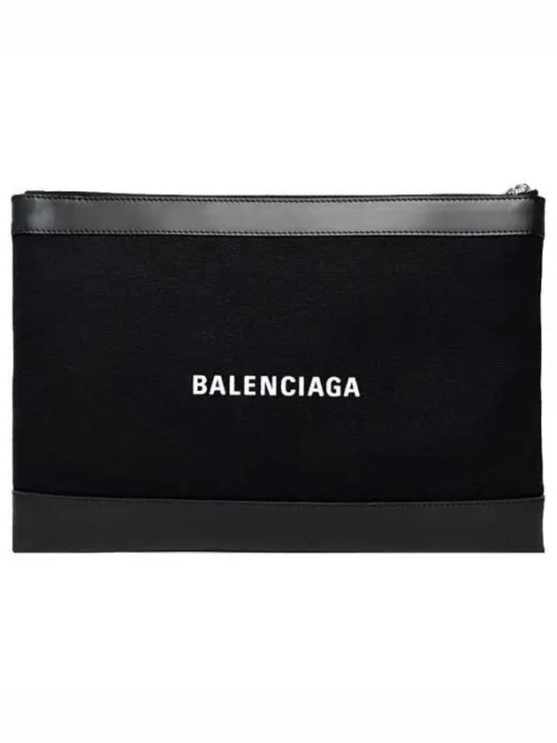 Luxury Balenciaga Logo Leather Clutch Bag Black