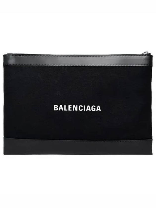 Luxury Balenciaga Logo Leather Clutch Bag Black