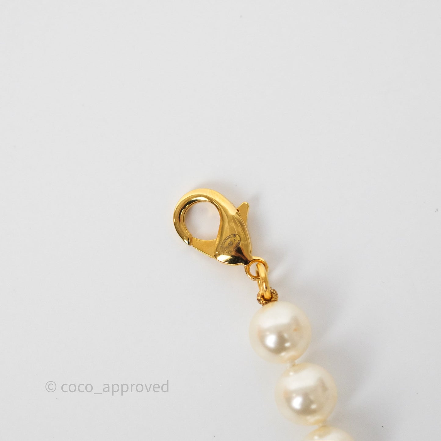 Chanel CC Pearl Long Necklace Gold Tone 20A