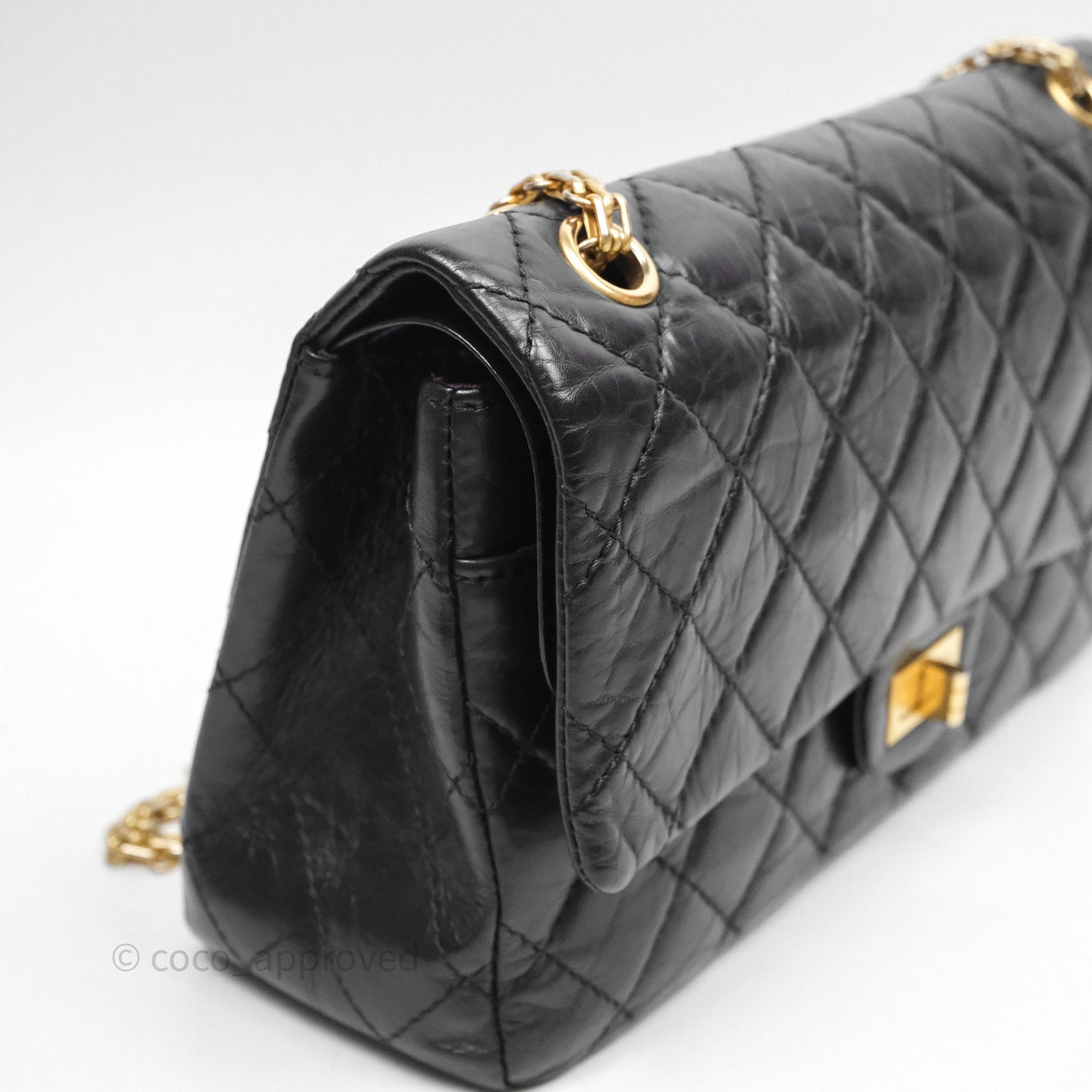 Chanel Quilted 2.55 Reissue 226 Flap Bag Black Aged Calfskin Gold Hardware