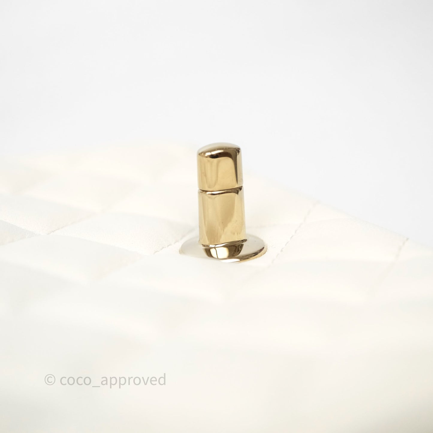 Chanel Quilted Mini Square White Lambskin Gold Hardware