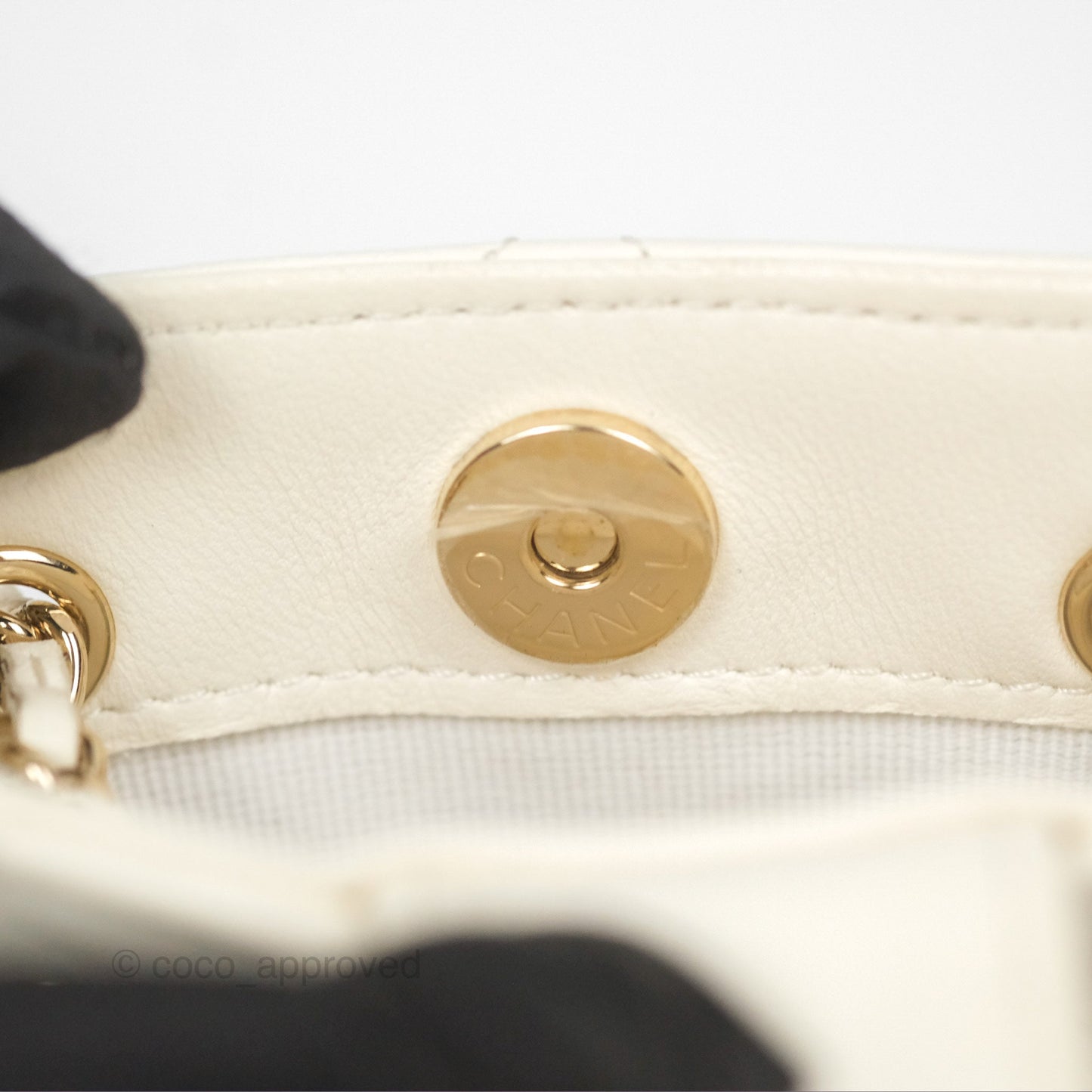 Chanel Mini Square Clutch with Chain Ivory Lambskin Gold Hardware 22C