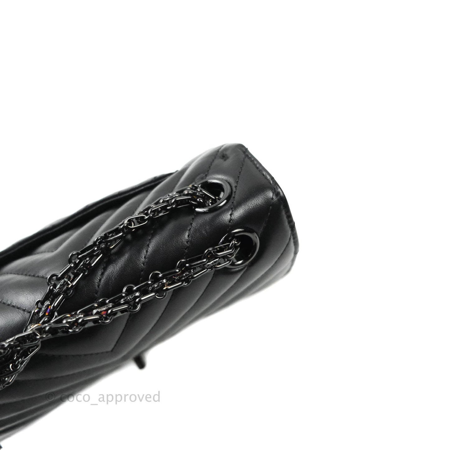 Chanel Mini Reissue 224 So Black Chevron Calfskin Black Hardware