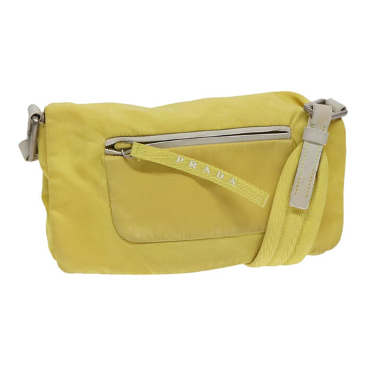 Luxury Prada Shoulder Bag Nylon Yellow Silver  88093