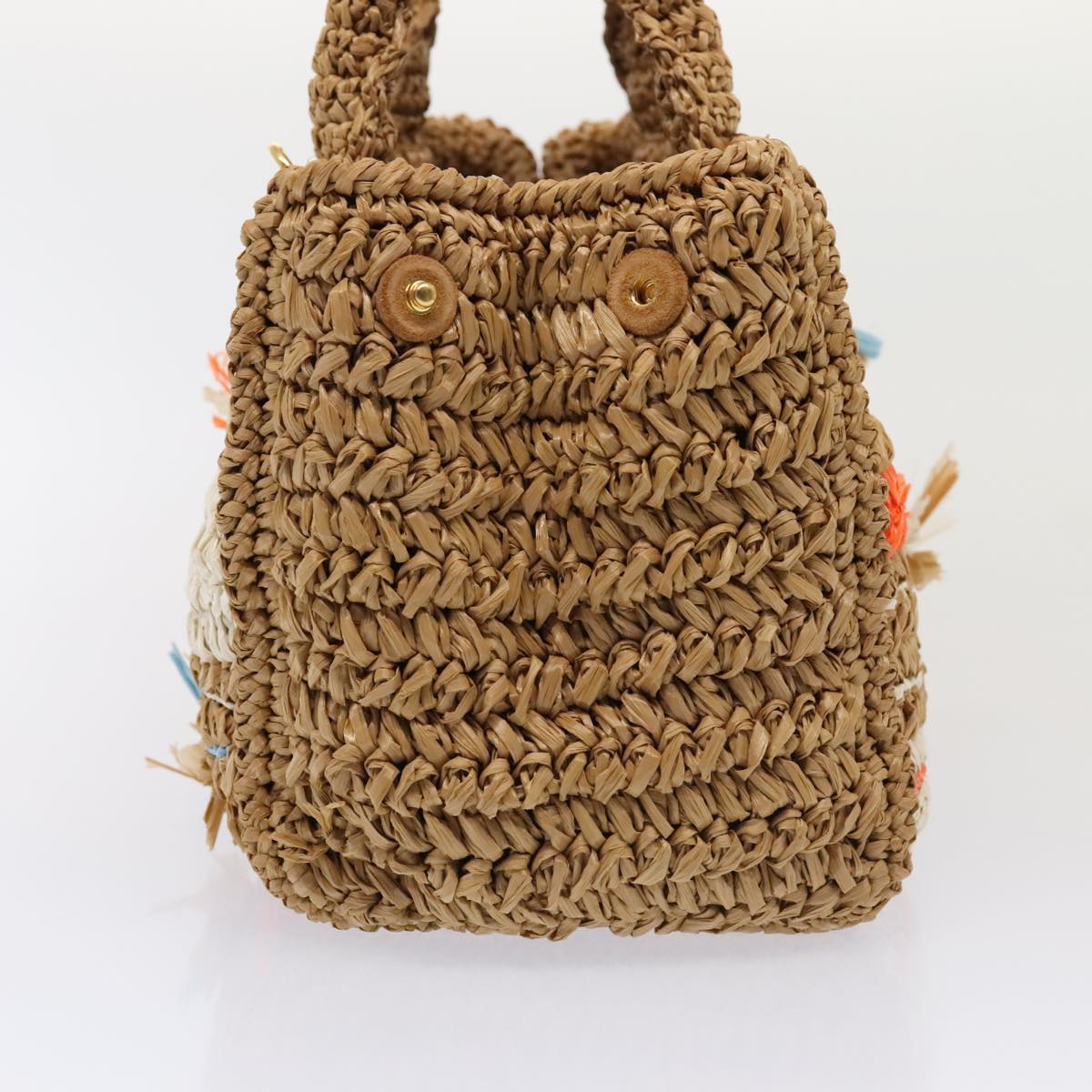 Luxury Prada Canapa Hand Bag Raffia 2way Beige Gold  88099