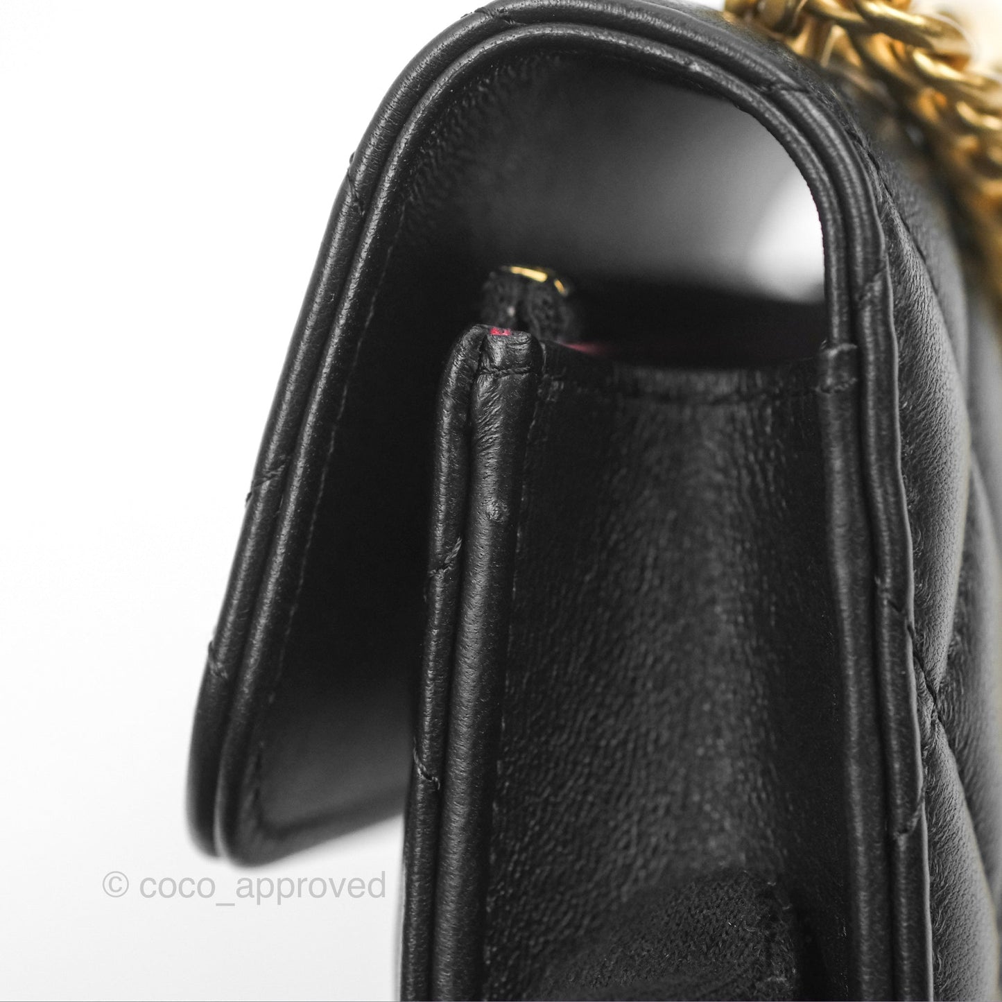 Chanel Mini WOC Phone Holder with Camellia Adjustable Chain Black Lambskin
