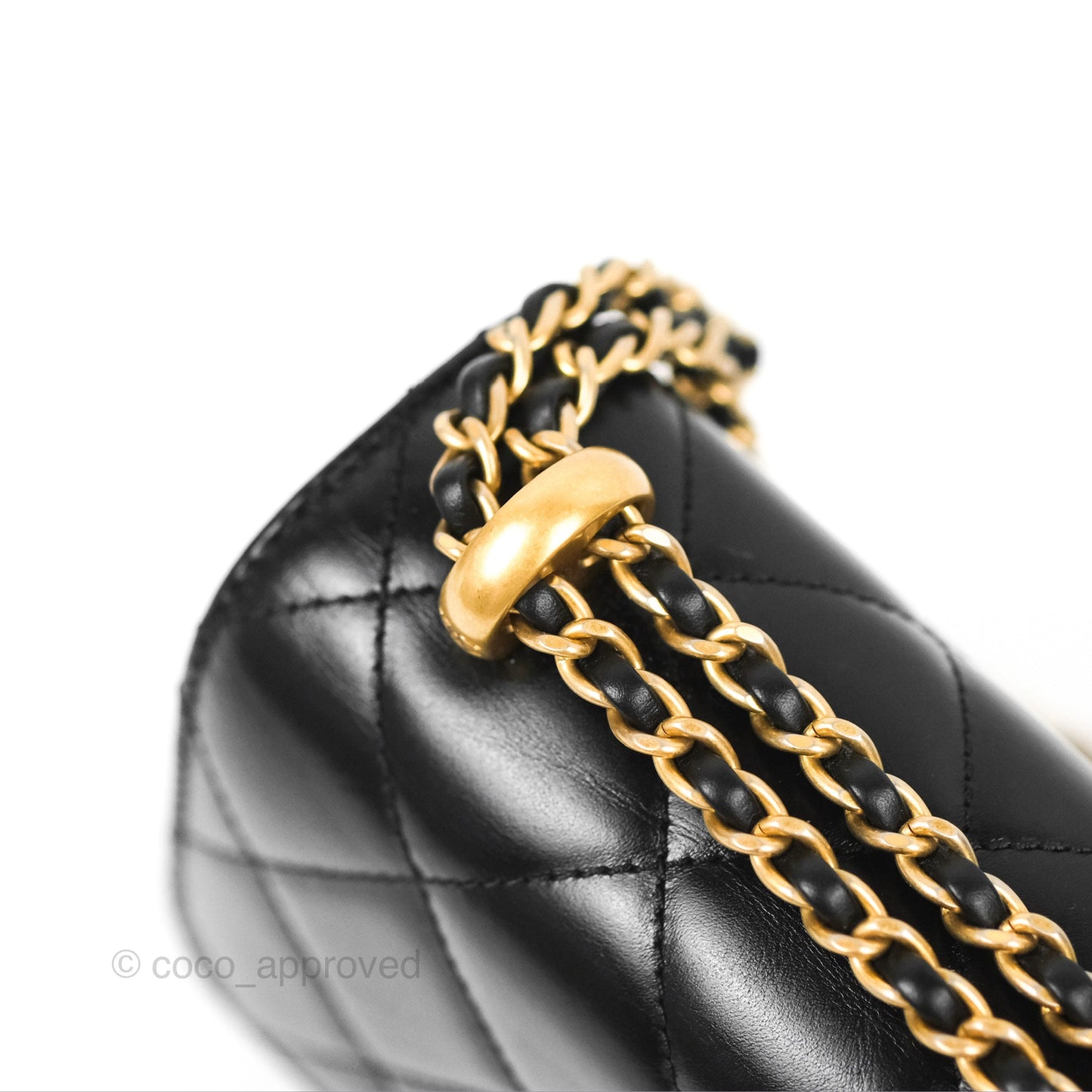 Chanel Quilted Mini Perfect Fit Adjustable Black Calfskin Aged Gold Hardware
