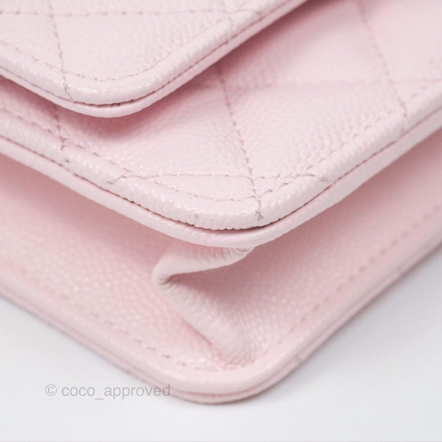 Chanel Classic Quilted Wallet On Chain WOC Sakura Pink Caviar Gold Hardware