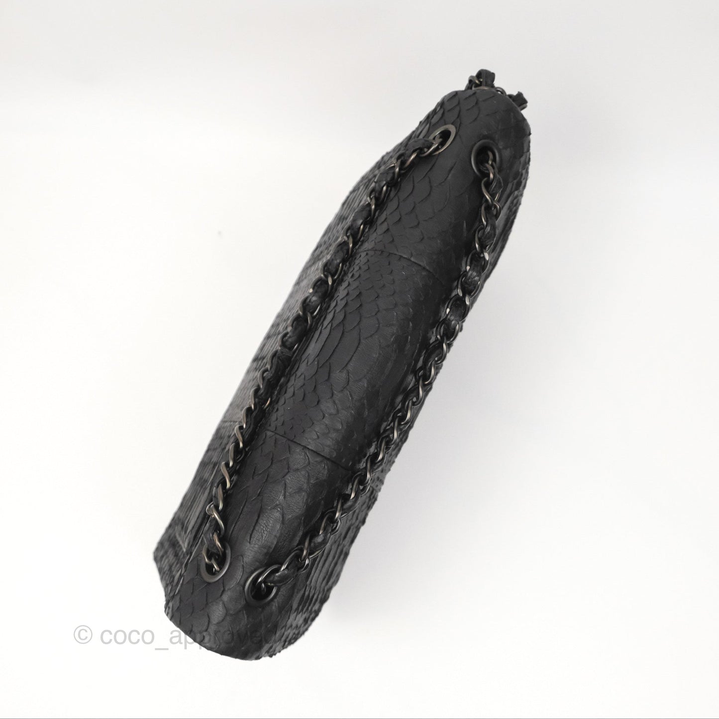Chanel Maxi Double Flap Black Python Matte Black Hardware