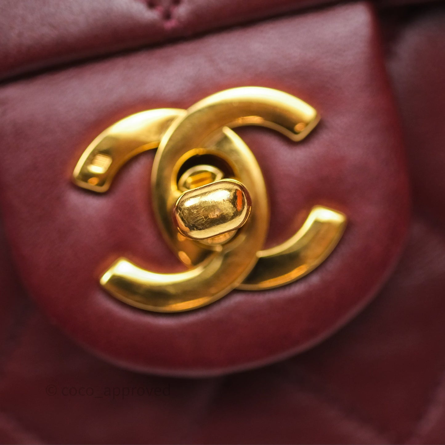 Chanel Vintage Mini Square Burgundy Lambskin 24K Gold Hardware