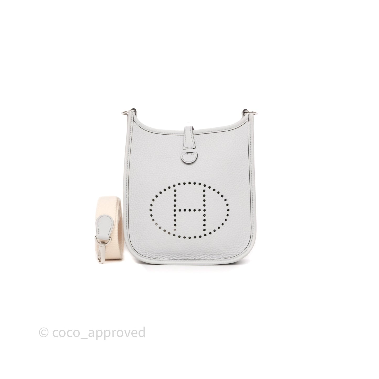 Hermès Mini Evelyne 16 Bleu Pale/Nata 08 Clemence Palladium Hardware