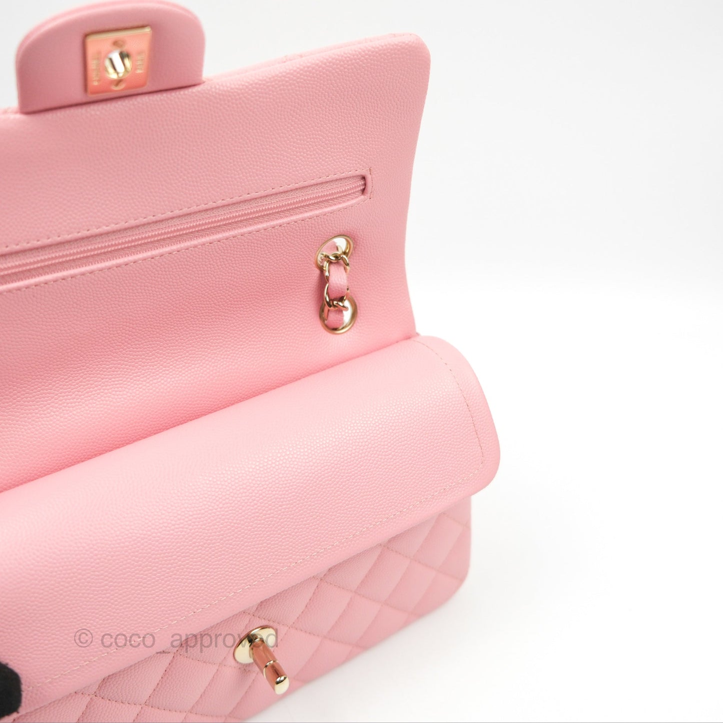 Chanel Small Classic Quilted Flap Sakura Pink Caviar Gold Hardware 22C