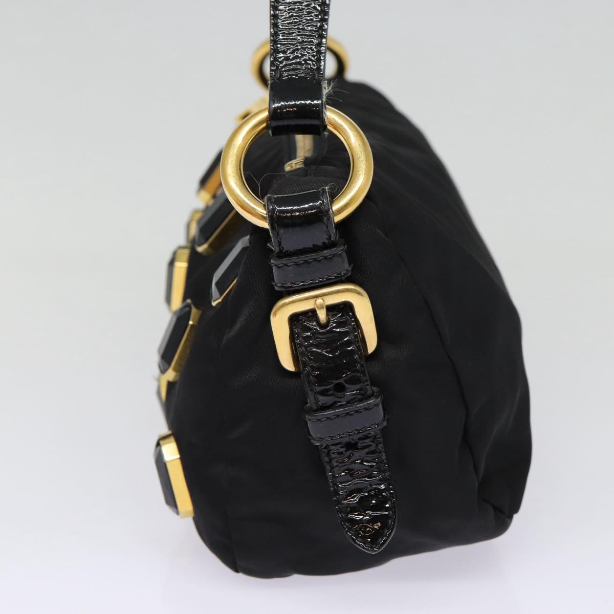 Luxury Prada Shoulder Bag Nylon Black Gold  88103