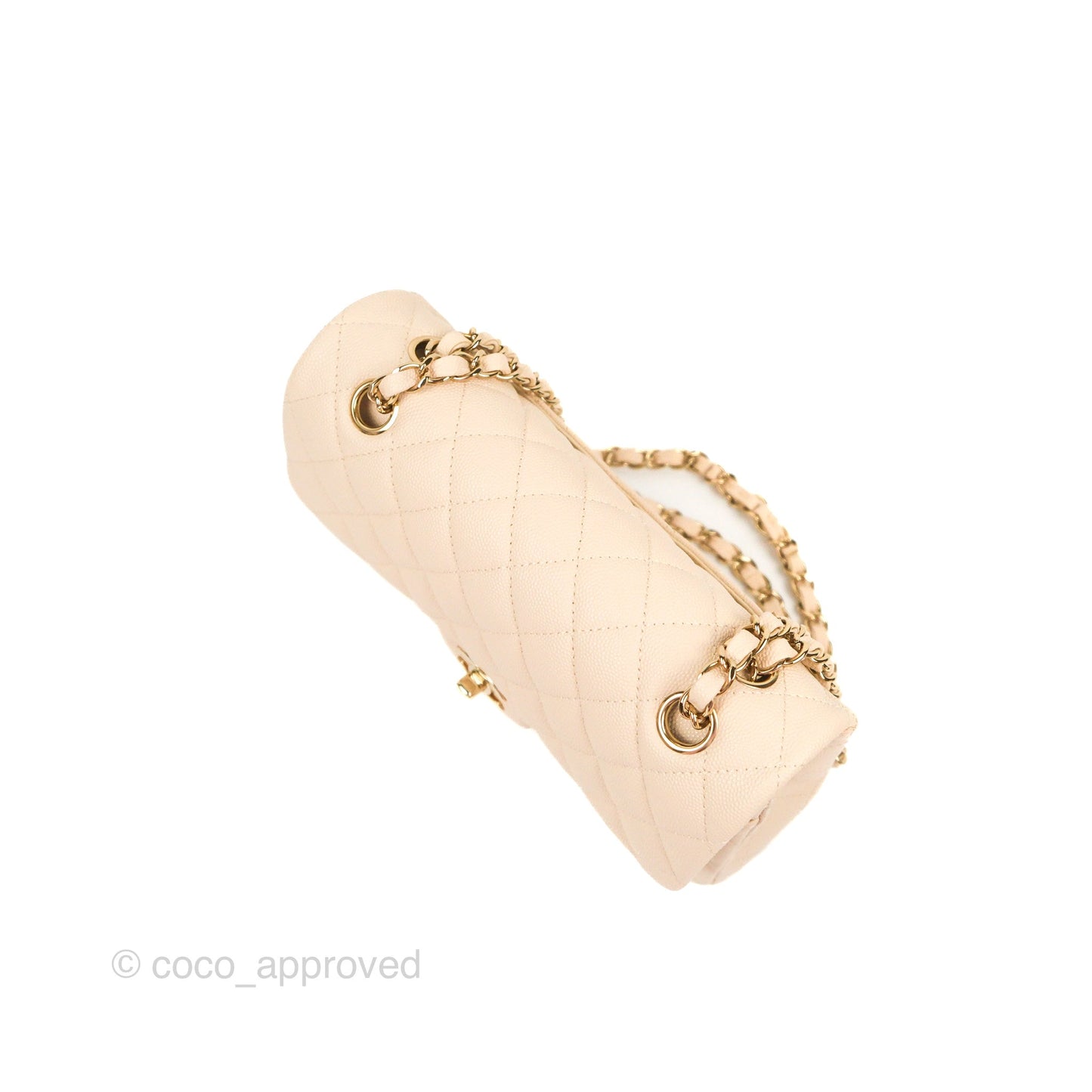 Chanel Small Classic Quilted Flap Light Ivory Beige Caviar Gold Hardware 20C