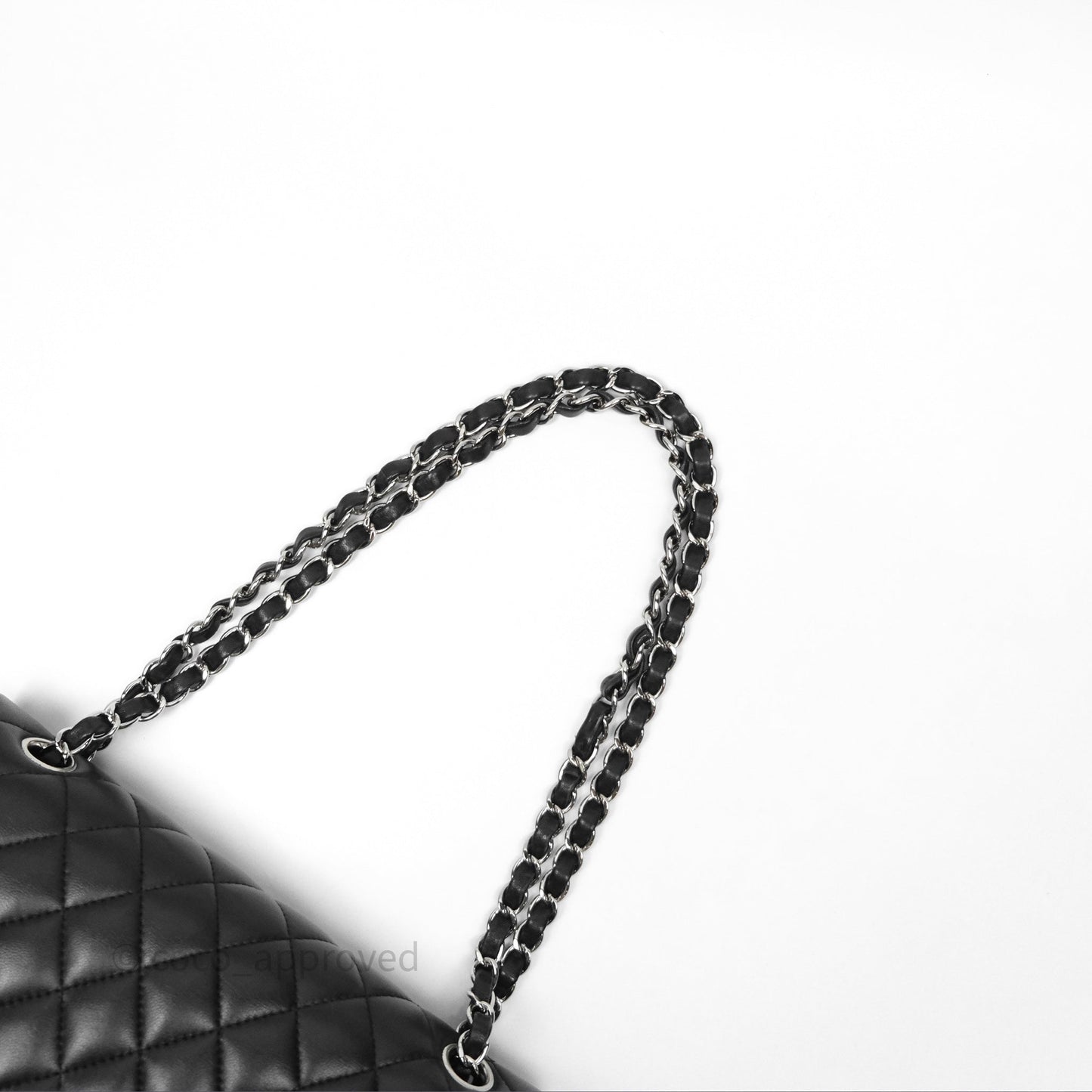 Chanel Classic M/L Medium Flap Quilted Black Lambskin Silver Hardware