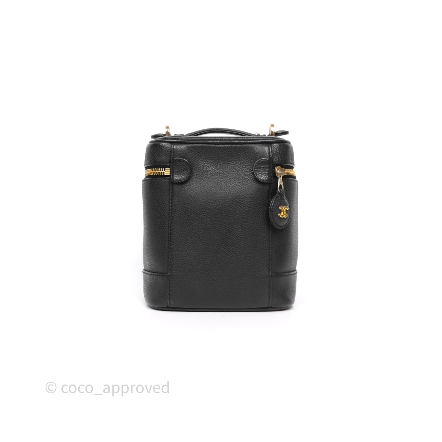 Chanel Vintage Vanity Case Black Caviar Gold Hardware