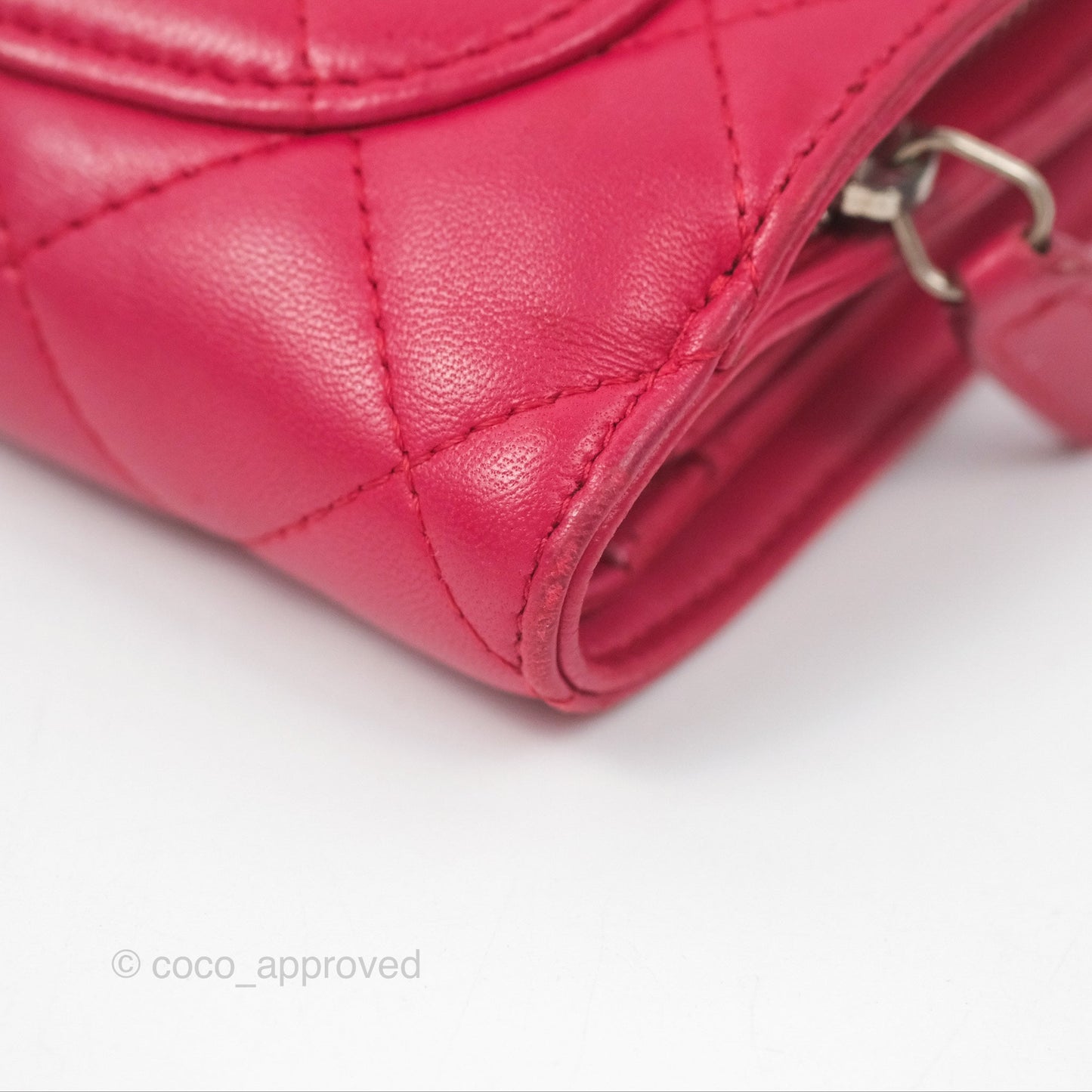 Chanel Quilted Classic French Wallet Lambskin Red Silver Hardware