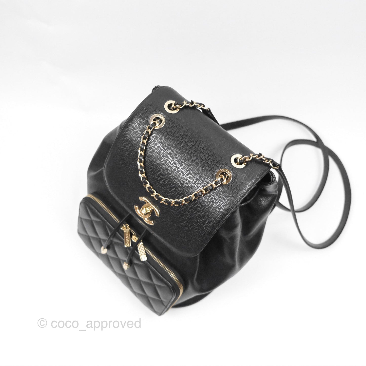 Chanel Quilted Business Affinity Backpack Black Caviar Gold Hardware