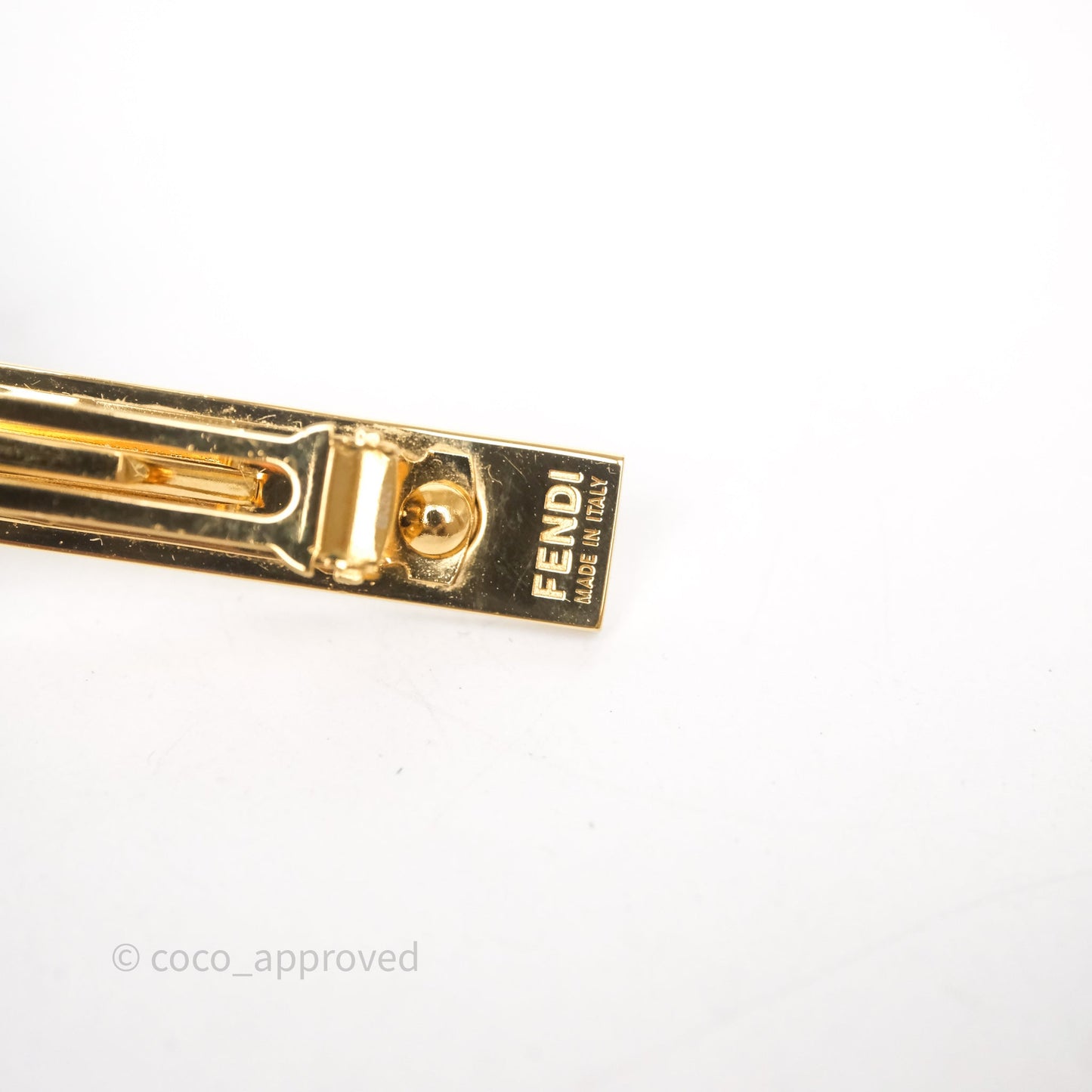 Fendi FF Hair Clip White Gold Tone