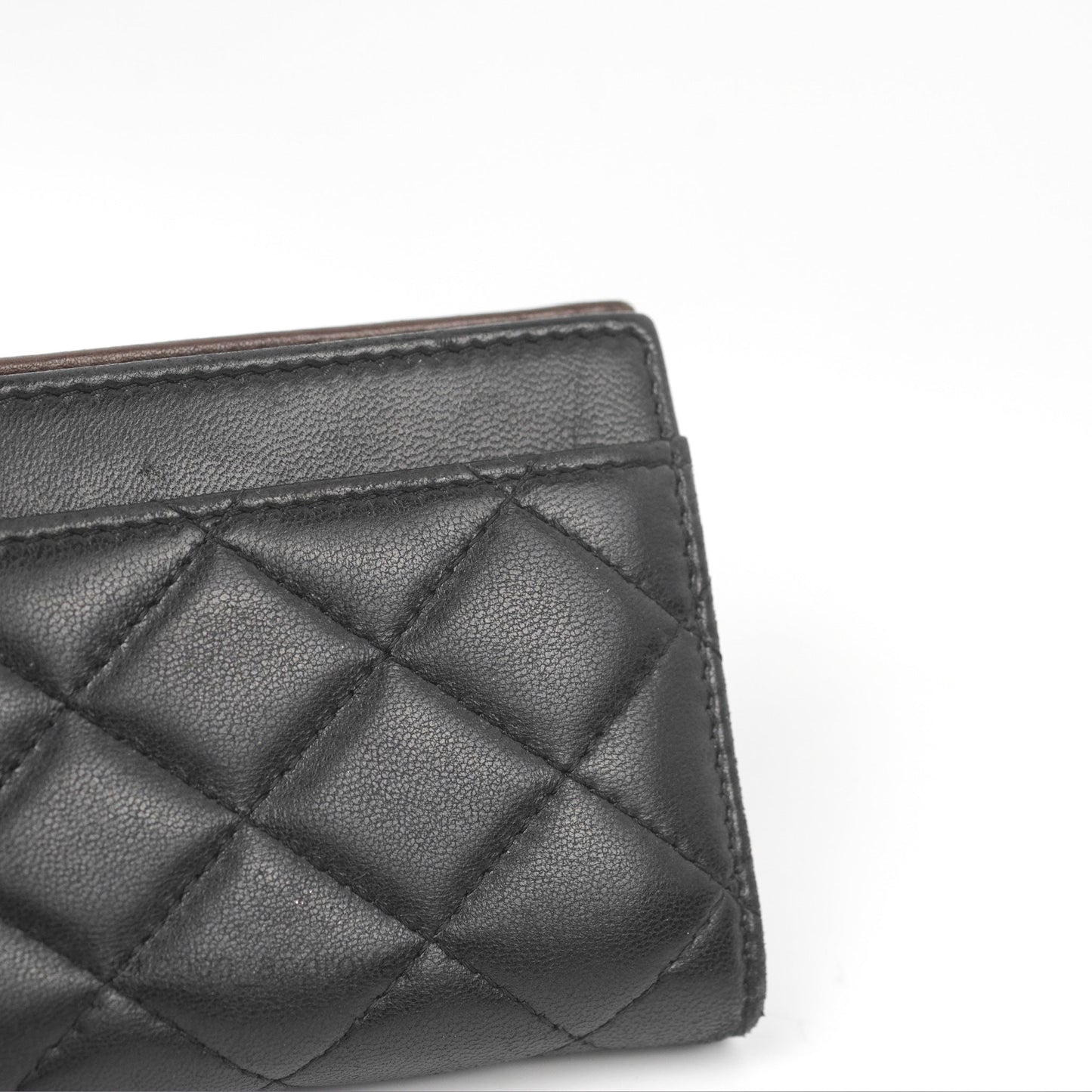 Chanel Classic Quilted Card Holder Black Lambskin Silver Hardware