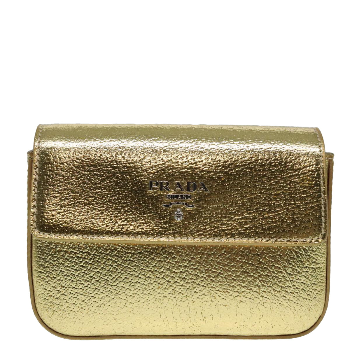 Luxury Prada Accessory Pouch Leather Silver Gold  88214