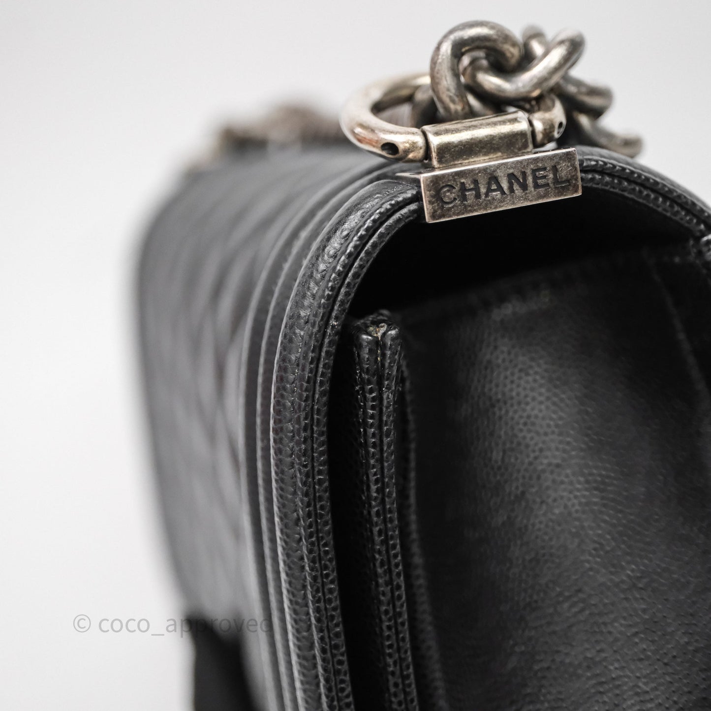 Chanel Quilted Medium Boy Black Caviar Ruthenium Hardware