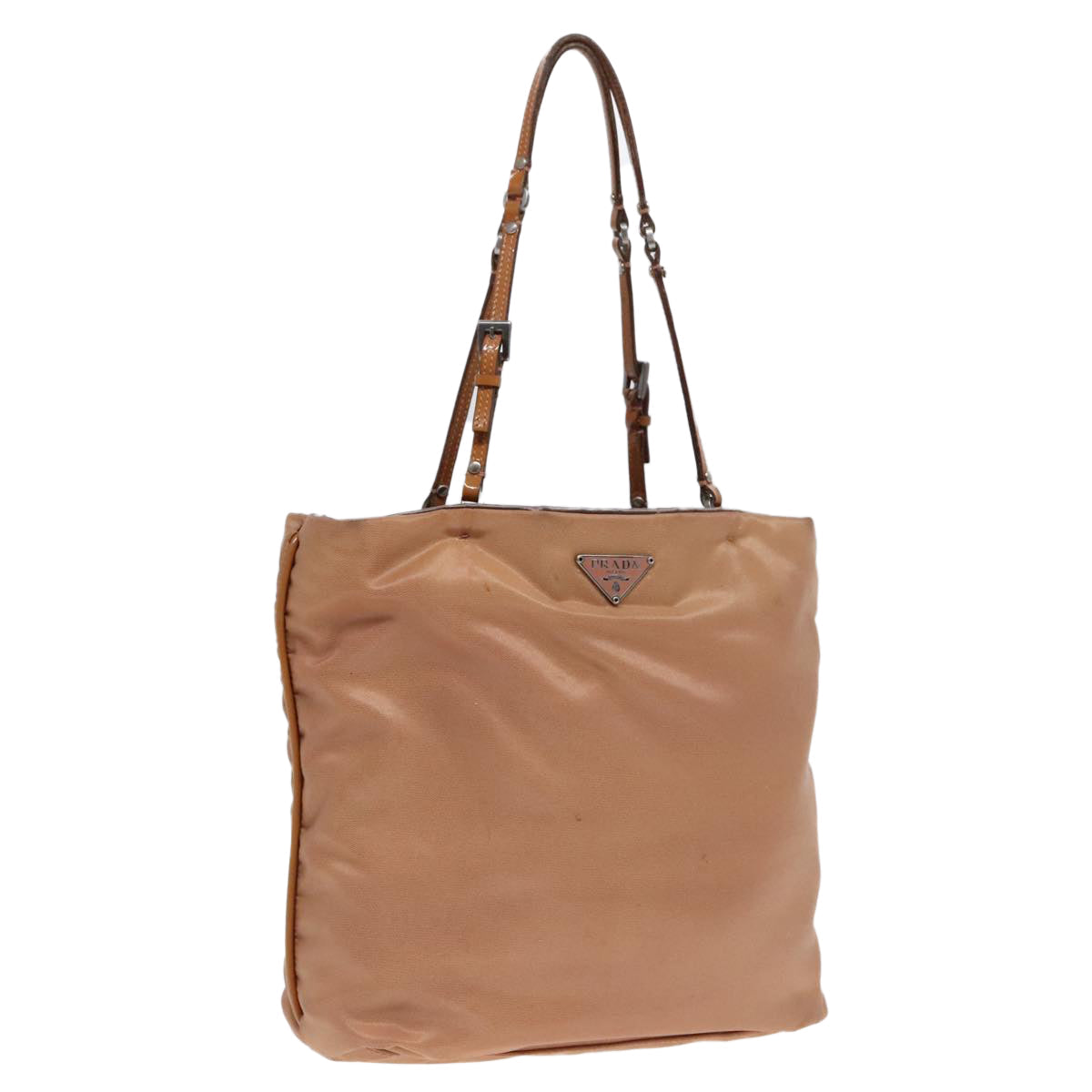 Luxury Prada Hand Bag Nylon Beige Silver  88223