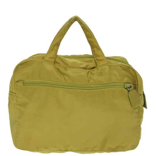 Luxury Prada Hand Bag Nylon Lime Yellow Silver  88227