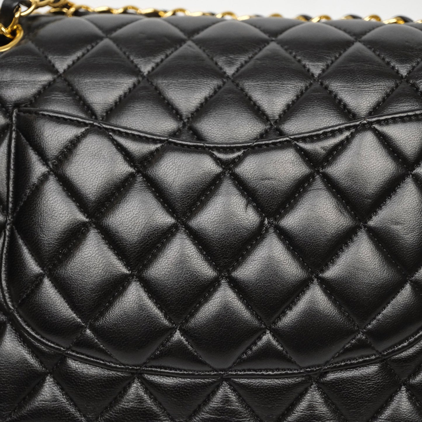 Chanel Classic M/L Medium Flap Quilted Black Lambskin Gold Hardware
