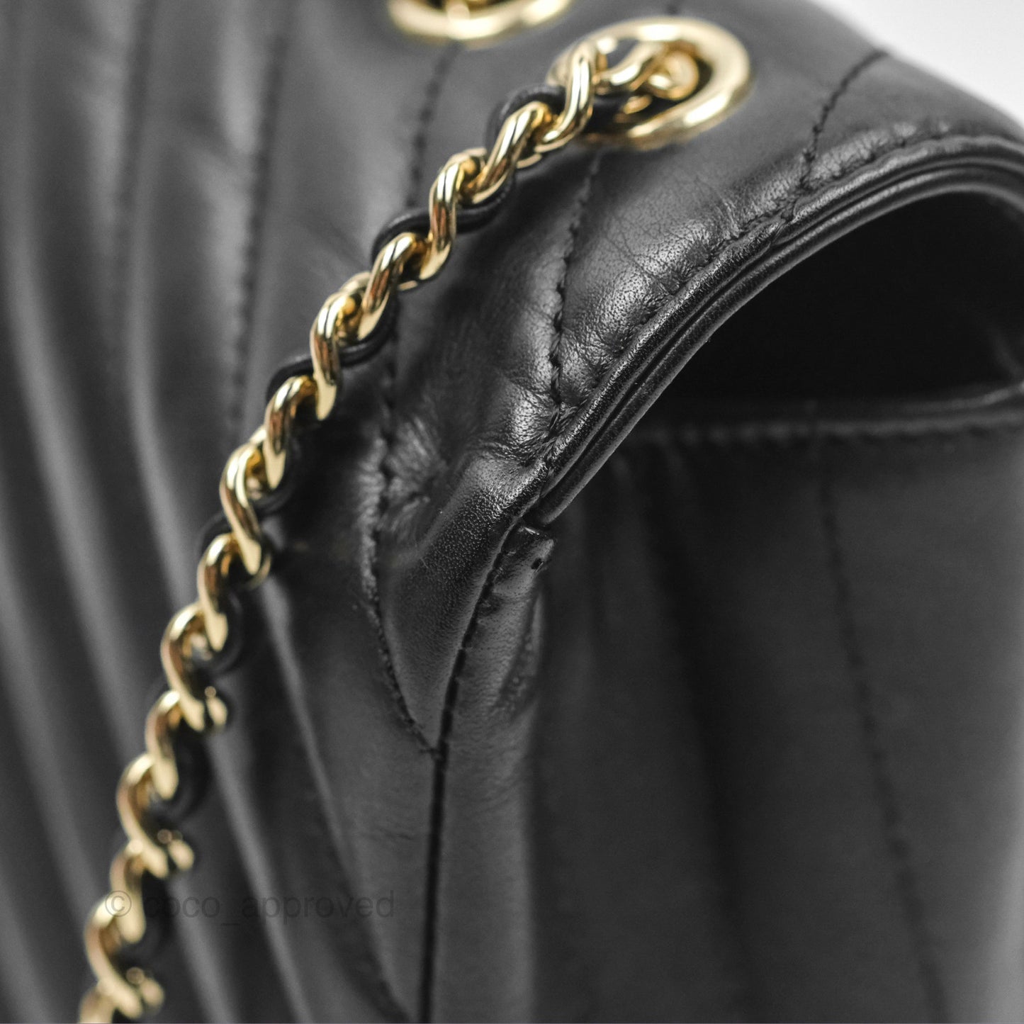 Chanel Small Statement Chevron Flap Bag Black Calfskin Gold Hardware