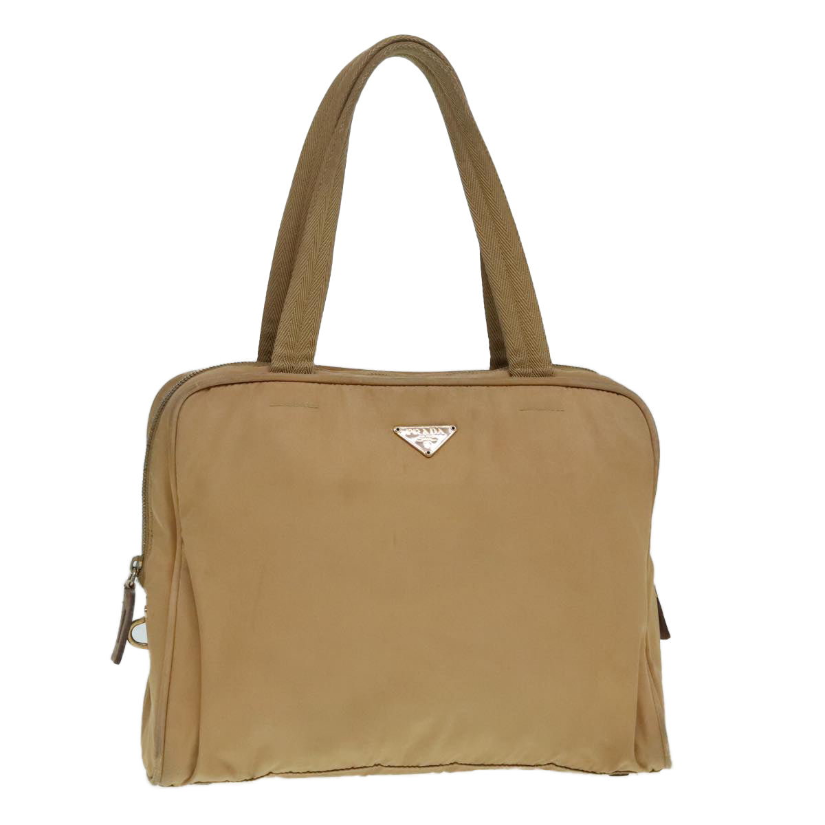 Luxury Prada Hand Bag Nylon Beige Silver  88237